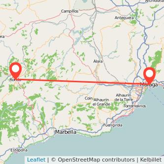 Mapa del viaje Ronda Málaga en tren