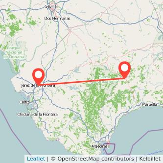 Mapa del viaje Ronda Jerez de la Frontera en bus