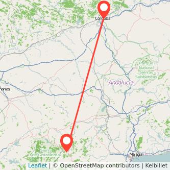 Mapa del viaje Ronda Córdoba en tren