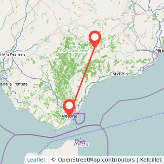 Mapa del viaje Ronda Algeciras en tren