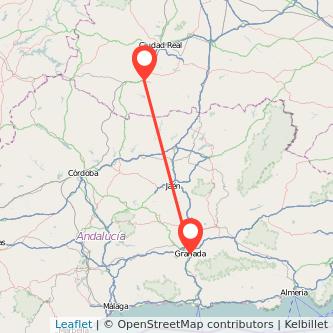 Mapa del viaje Puertollano Granada en tren