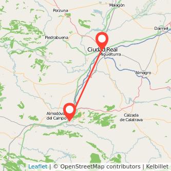 Mapa del viaje Puertollano Ciudad Real en tren