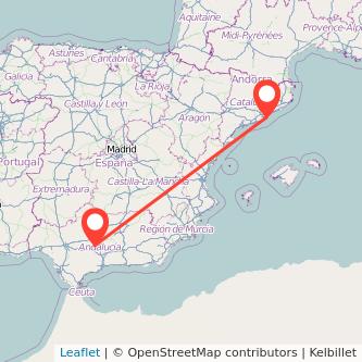 Mapa del viaje Puente-Genil Barcelona en tren