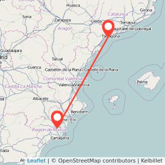 Mapa del viaje Murcia Salou - Port Aventura en bus