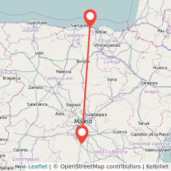 Mapa del viaje Mora Laredo en bus