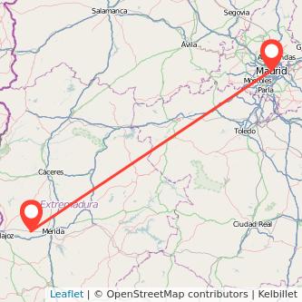 Mapa del viaje Montijo Madrid en tren