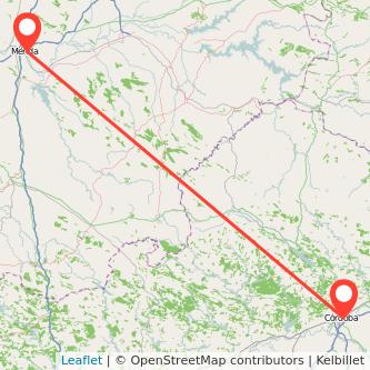 Mapa del viaje Mérida Córdoba en bus