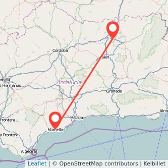 Mapa del viaje Marbella Linares en bus