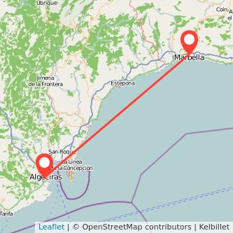 Mapa del viaje Marbella Algeciras en bus