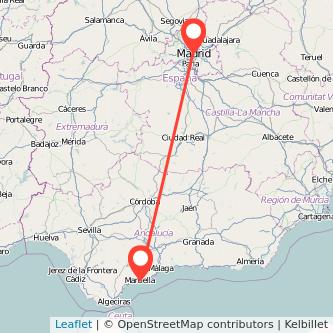 Mapa del viaje Marbella Madrid en bus