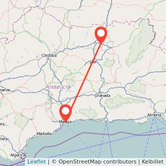 Mapa del viaje Linares Málaga en tren