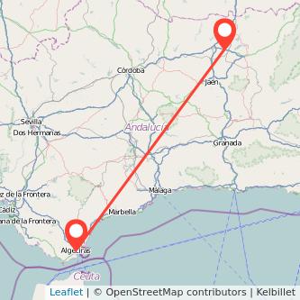 Mapa del viaje Linares Algeciras en bus