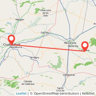 Mapa del viaje La Solana Ciudad Real en bus