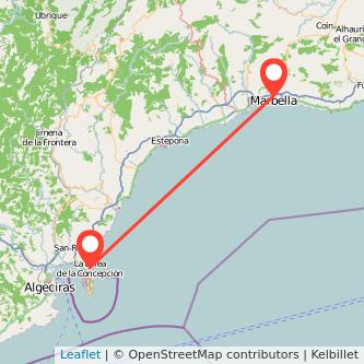 Mapa del viaje La Línea de la Concepción Marbella en bus