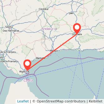 Mapa del viaje La Línea de la Concepción Granada en bus