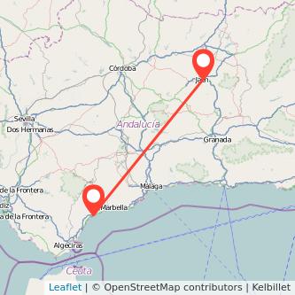 Mapa del viaje Jaén Estepona en bus