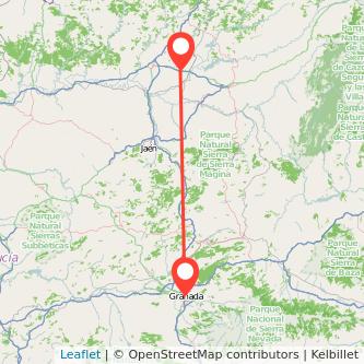 Mapa del viaje Granada Linares en tren