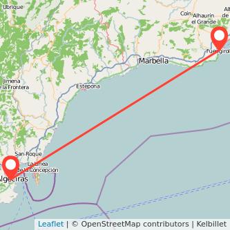 Mapa del viaje Fuengirola Algeciras en bus