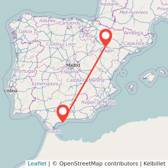 Mapa del viaje Fuengirola Zaragoza en bus