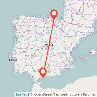 Mapa del viaje Fuengirola Bilbao en bus