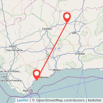 Mapa del viaje Estepona Andújar en bus