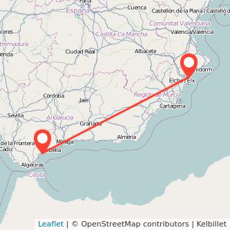 Mapa del viaje Estepona Alicante en bus