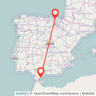 Mapa del viaje Estepona Bilbao en bus