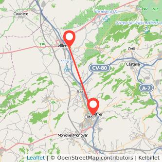 Mapa del viaje Elda Villena en tren