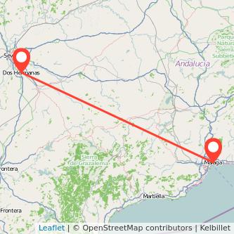 Mapa del viaje Dos Hermanas Málaga en tren