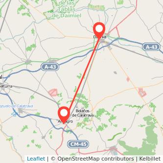 Mapa del viaje Daimiel Almagro en bus