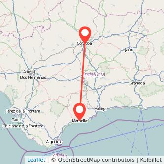 Mapa del viaje Córdoba Marbella en bus