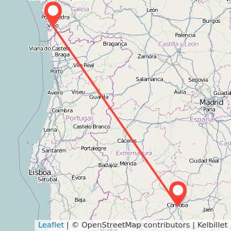 Mapa del viaje Córdoba Vigo en tren