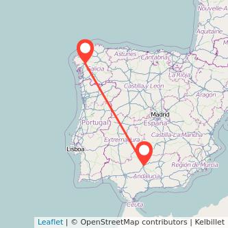 Mapa del viaje Córdoba Santiago de Compostela en bus