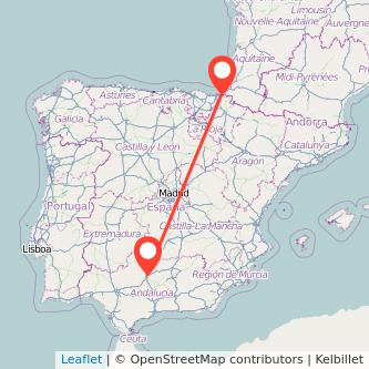 Mapa del viaje Córdoba Irún en bus