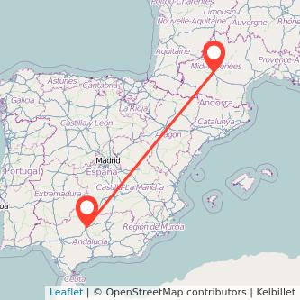 Mapa del viaje Córdoba Toulouse en bus