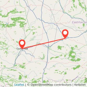 Mapa del viaje Ciudad Real Tomelloso en bus