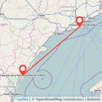 Mapa del viaje Castellón Gavà en tren