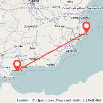 Mapa del viaje Calpe Marbella en bus