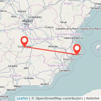 Mapa del viaje Benidorm Ciudad Real en bus