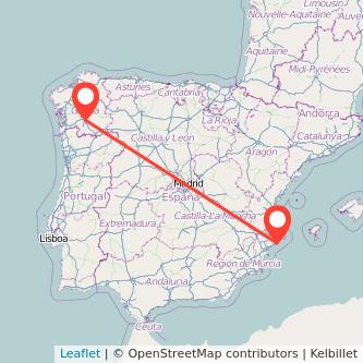 Mapa del viaje Benidorm Ourense en bus