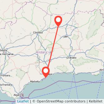 Mapa del viaje Andújar Torremolinos en bus