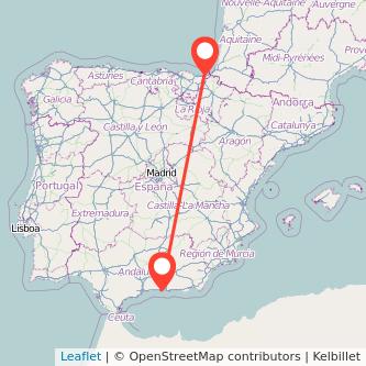 Mapa del viaje Almuñécar San Sebastián en bus