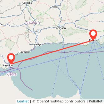 Mapa del viaje Almería La Línea de la Concepción en bus