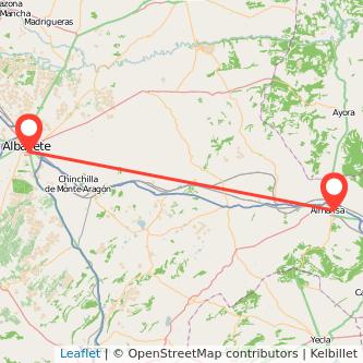 Mapa del viaje Almansa Albacete en tren