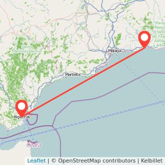 Mapa del viaje Algeciras Torre del Mar en bus