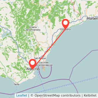 Mapa del viaje Algeciras Estepona en bus