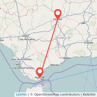 Mapa del viaje Algeciras Córdoba en tren