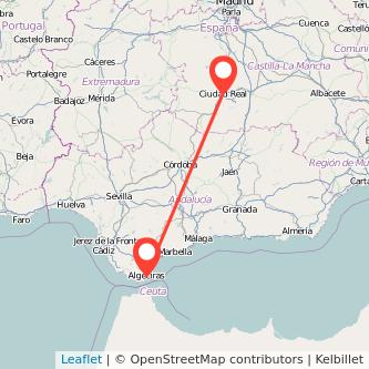 Mapa del viaje Algeciras Ciudad Real en tren