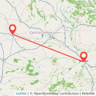 Mapa del viaje Alcázar de San Juan Albacete en tren
