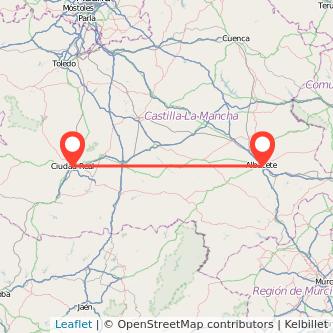 Mapa del viaje Albacete Ciudad Real en tren
